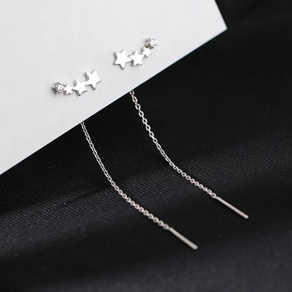 925 Sterling Silver Star Earrings with Tassel Design for Women - Smarsty
