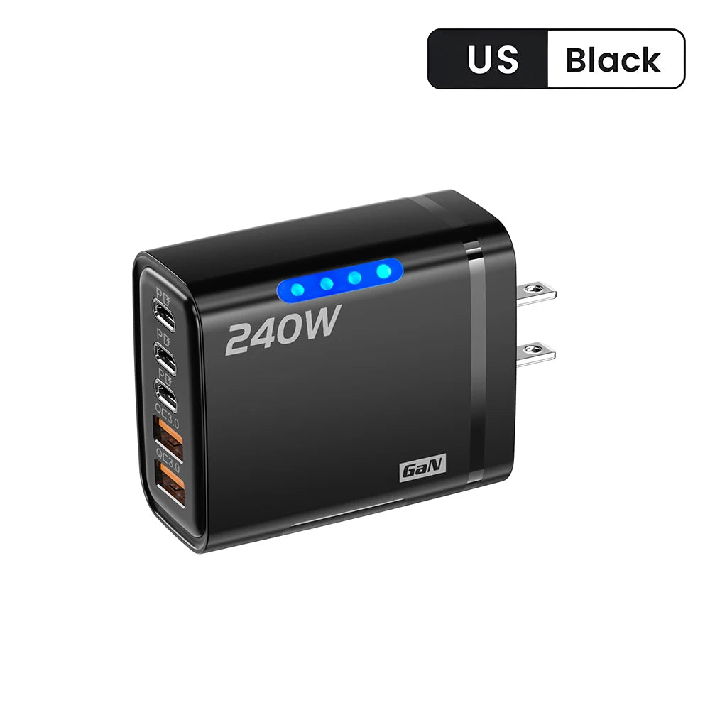 5 Ports USB C PD Charger Quick Charge 3.0 Type C USB Phone Chargers Fast Charging Adapter For iPhone 16 15 Samsung Xiaomi Huawei