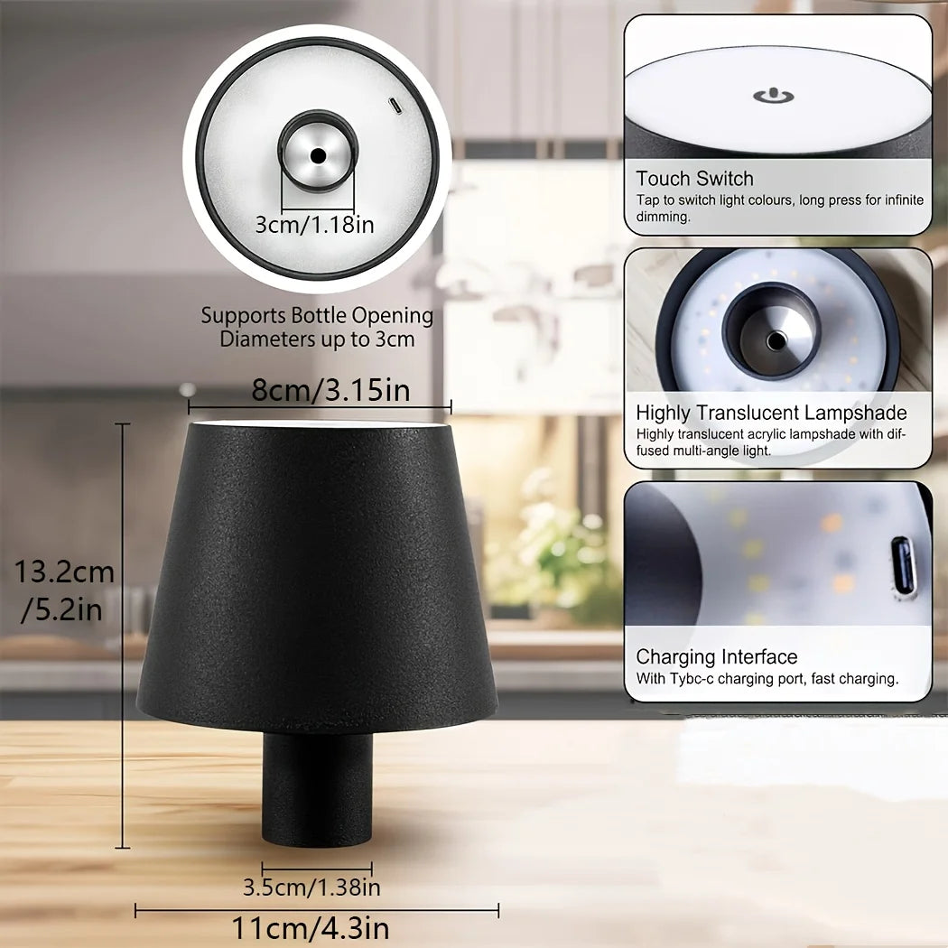 Cordless LED Touch Table Lamp Rechargeable with Dimmable Feature - Smarsty