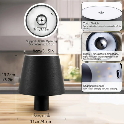 Cordless LED Touch Table Lamp Rechargeable with Dimmable Feature - Smarsty
