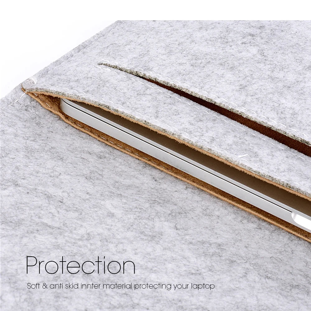 Wool Felt Laptop Sleeve 11 To 15.6 Inch With Mousepad