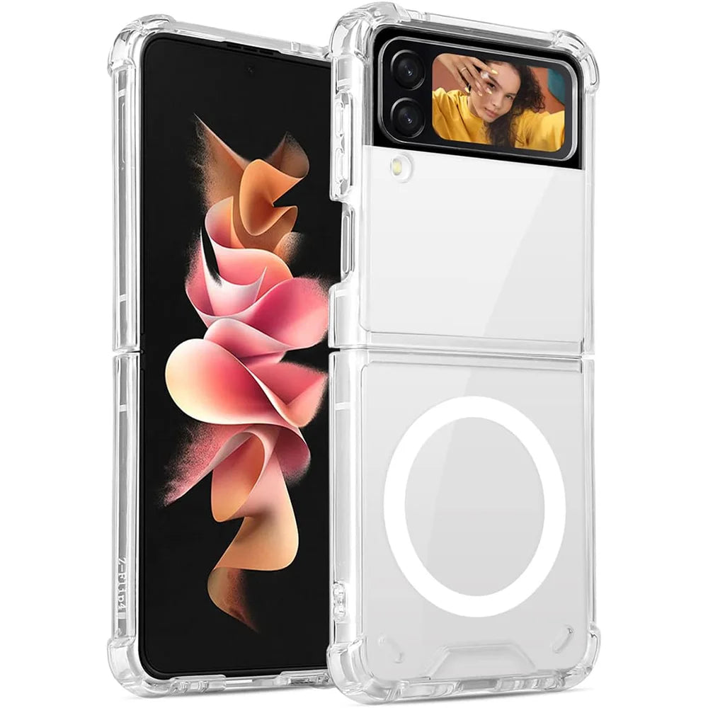 Magnetic Transparent Galaxy Z Flip Case Wireless Charging - Smarsty