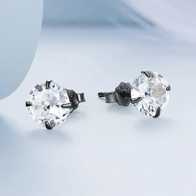 Bamoer CZ Stud Earrings 925 Sterling Silver Platinum Plated Round Cubic Zirconia Hypoallergenic Barbell Earrings 4-7mm - Smarsty