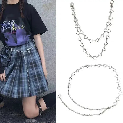 Women High Waist Metal Chain Belt with Crystals - Smarsty