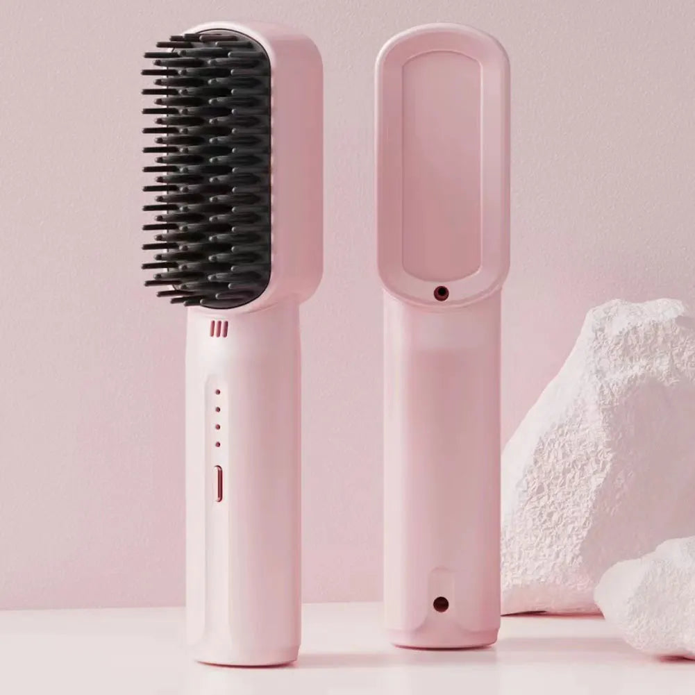 Cordless Hair Straightener Brush with Anti-Scald Feature - Smarsty