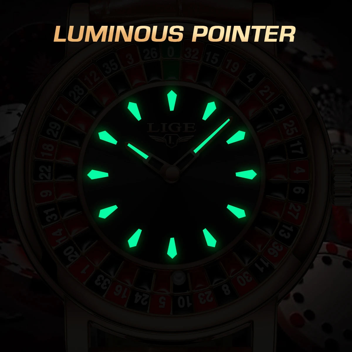 LIGE Waterproof Brown Leather Men's Roulette Watch - Smarsty