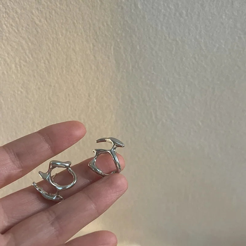Irregular Liquid Metal Hollow Earrings Lightweight Punk - Smarsty