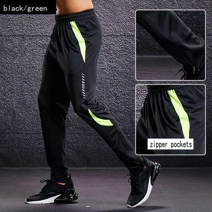 Men Sport Pants Running Pants With Zipper Pockets Soccer Training Jogging Sports Trousers Fitness Football Leggings Sweatpants - Smarsty