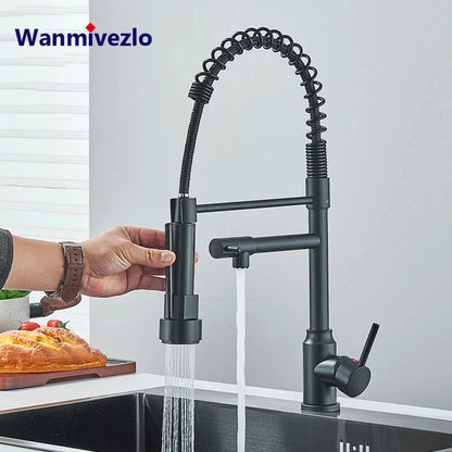 Black Kitchen Sink Faucet With Dual Spout Rotation - Smarsty