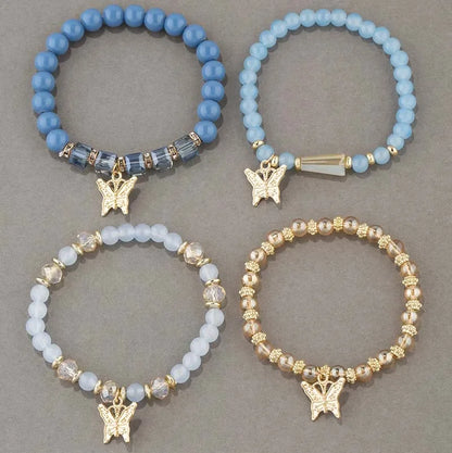 Trendy Butterfly Beaded Bracelet Set for Women - Smarsty