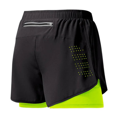 Men's Running Shorts Quick-drying Fitness Black Double Layer Shorts Men New Sport Workout Training Bodybuilding Short Pants - Smarsty