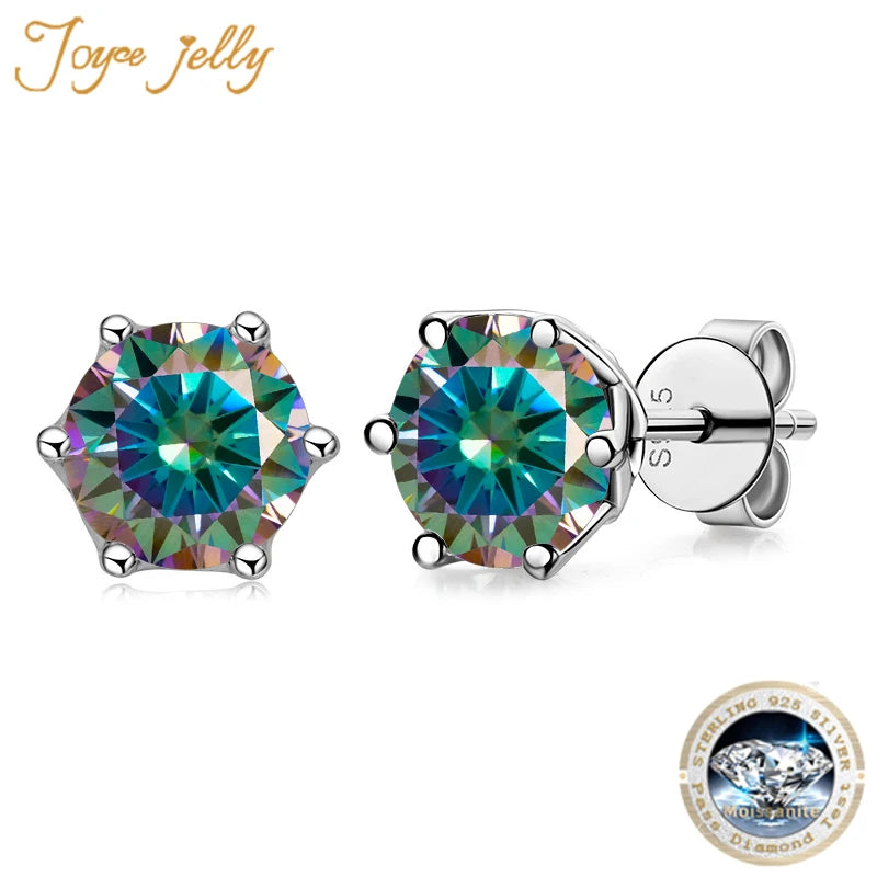 Moissanite Stud Earrings Sterling Silver VVS D Sparkle - Smarsty