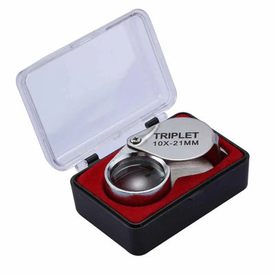 10-30X Pocket Loupe Magnifier Jewelry Magnifying Glass Foldable Diamond Lupa Triplet Jewelers Eye Glass Tool Reading Magnifier - Smarsty