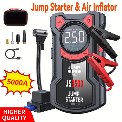 5-in-1 Multifunctional Air Pump Jump Starter with Air Compressor 3000A Peak/150PSI Battery Jump Starter Digital Tire Inflator - Smarsty