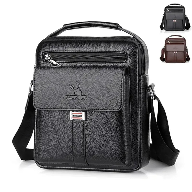 Mens Crossbody Bag Waterproof PU Leather Large Capacity - Smarsty
