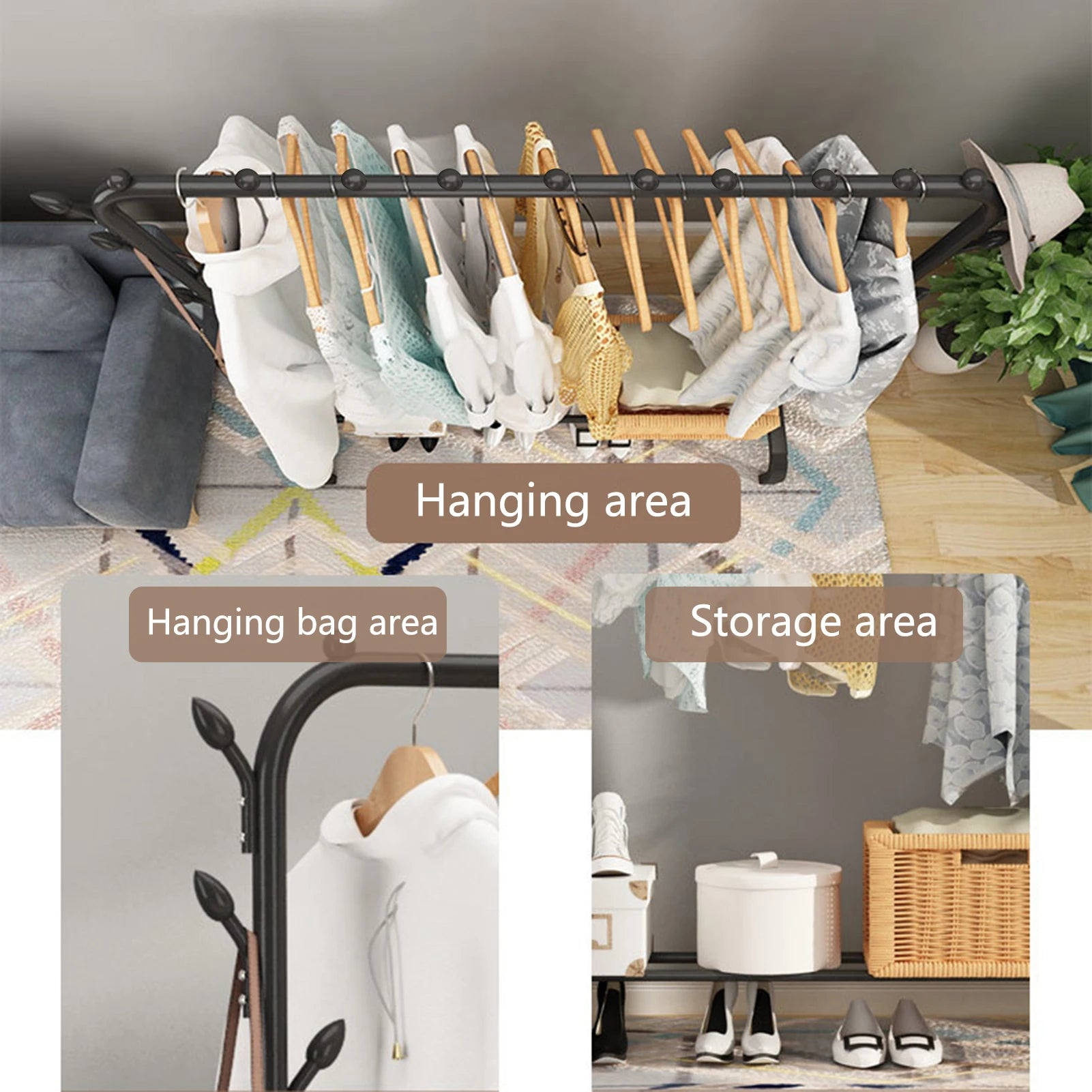 Floor standing clothes rack, single pole clothes drying rack, simple clothes drying pole, clothes rack