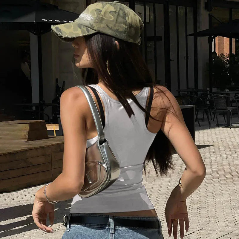 Solid Tank Top Women Edgy Clothes Y2k Accessories Sleeveless Ropa De Mujer Square Collar Camison Verano Korean Fashion Clothing