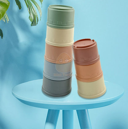 Baby Toys Stacking Cup Cartoon Early Educational Learning Color Number Nesting Sorting Bath Shower Play Water Sand Game For Kids - Smarsty