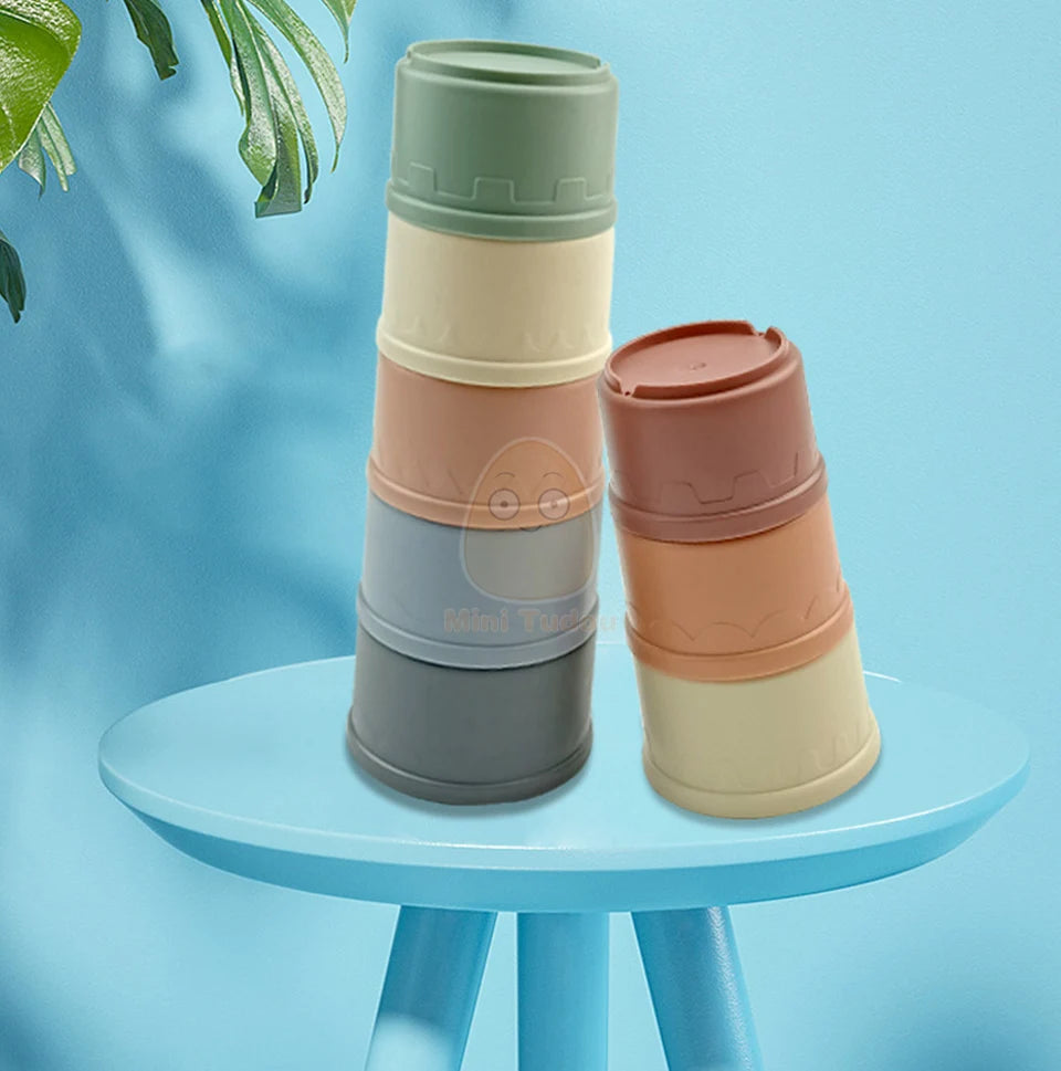 Baby Toys Stacking Cup Cartoon Early Educational Learning Color Number Nesting Sorting Bath Shower Play Water Sand Game For Kids - Smarsty