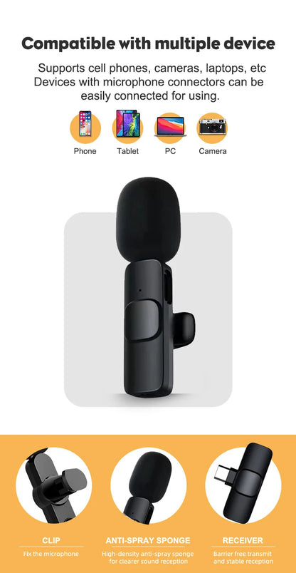 Wireless Lavalier Microphone for iPhone and Android - Smarsty