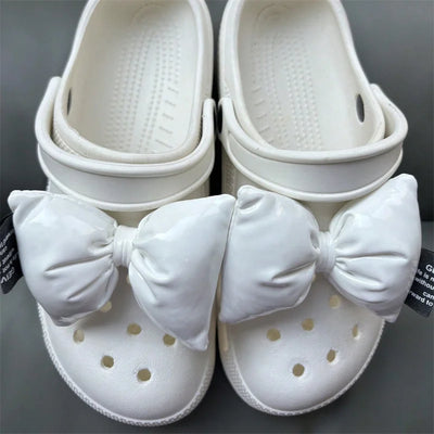 2Pcs Adorable Bow Shoe Charms Glossy, Shiny, Diy Fashion Decorations For Shoes Cute Accessories To Elevate Your Footwear Style - Smarsty