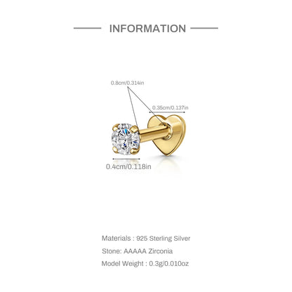 Sterling Silver Heart Zircon Stud Earrings Elegant Gift - Smarsty