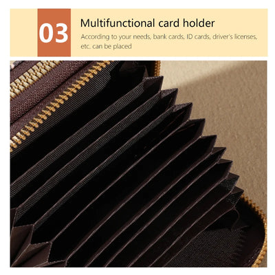 Chic Vintage Zippered Card Holder Wallet for Women - Secure Multi-Card Slots, Fashionable Faux Leather with Coin PurseLuxurious - Smarsty