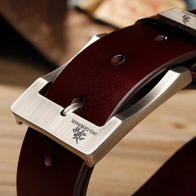 Men's Leather Belt Classic Vintage Pin Buckle High Quality - Smarsty