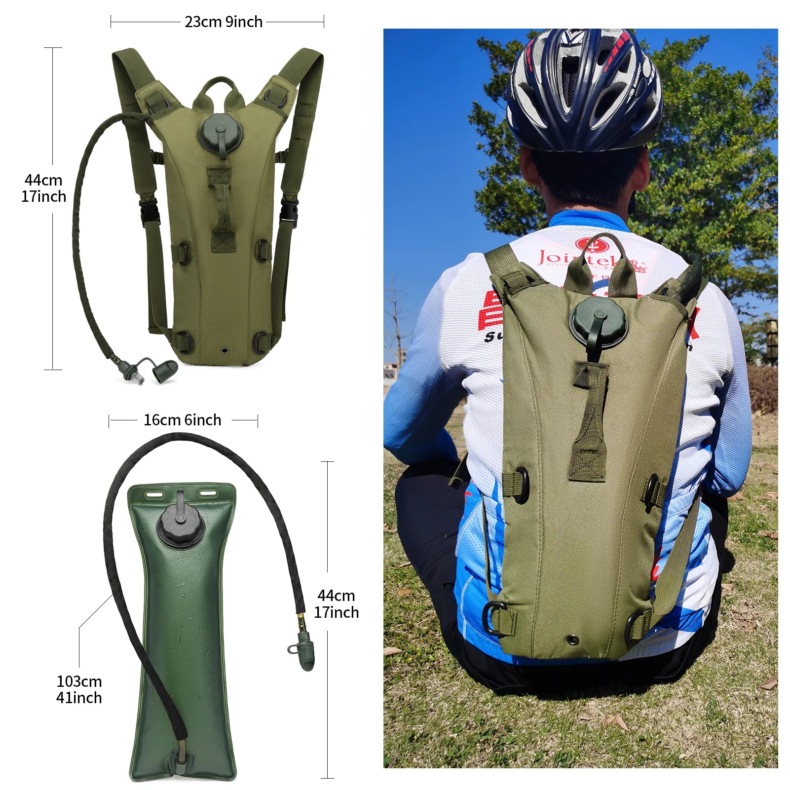 Tactical Water Hydration Pack - Military Class Camel Backpack with 3L Leakproof Water Bladder for Running, Jogging, Cycling - Smarsty