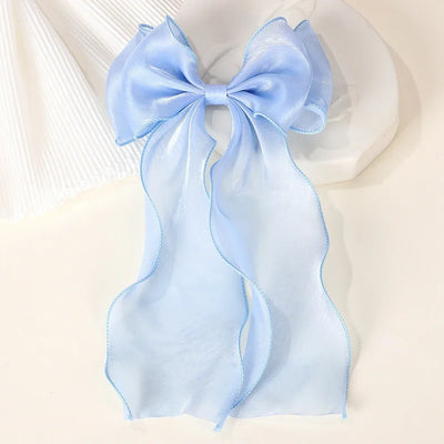 Girls Elegant Big Bow Satin Hair Clip Accessory - Smarsty