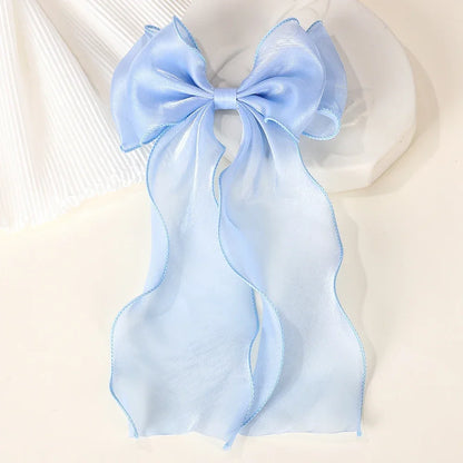 Girls Elegant Big Bow Satin Hair Clip Accessory - Smarsty