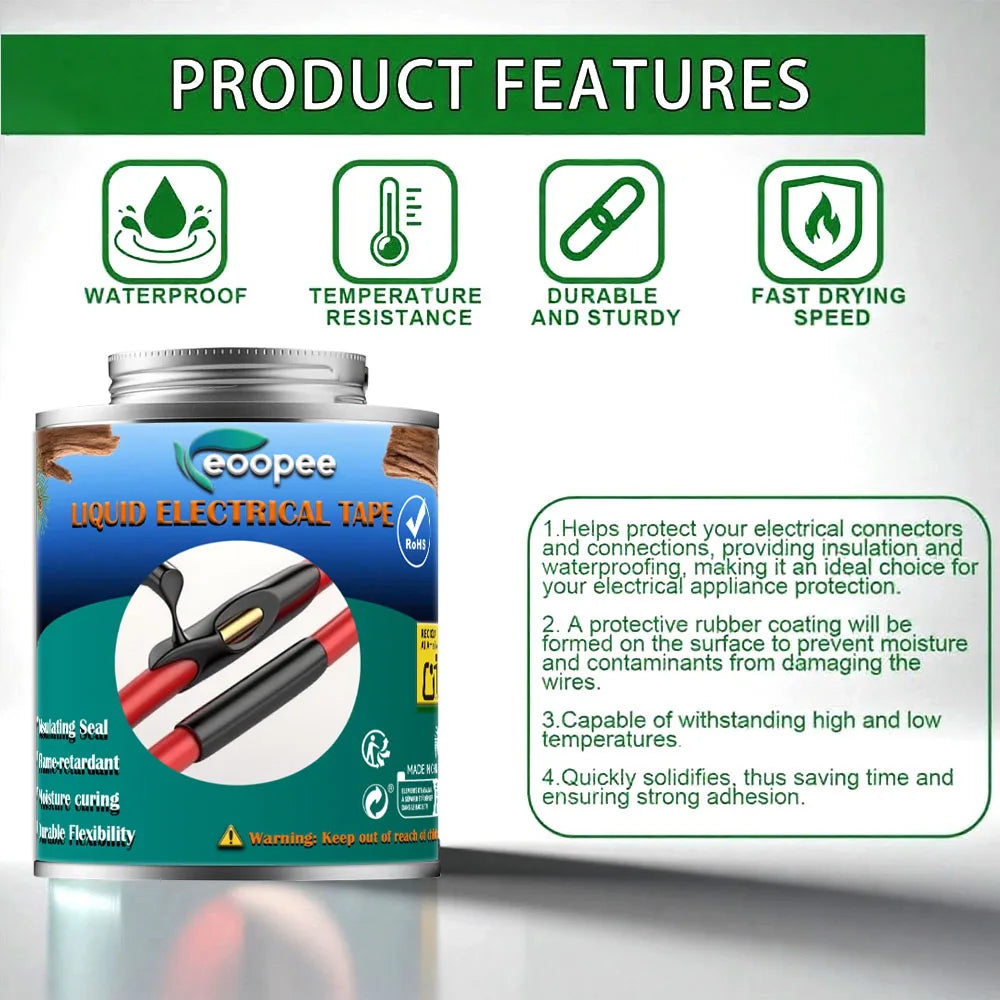Liquid Waterproof Electrical Tape Epoxy Resin Black Glue Quick Drying Sealant For Wires And Cables Home Use Fix Line Glue - Smarsty
