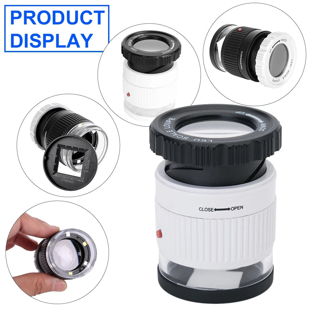 30X Pocket Magnifier with LED Light for Jewelry - Smarsty
