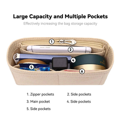 Trendy Felt Insert Bag Organizer Makeup Organizers Liner Perfect for Brand Women's Handbags Cosmetic Bags Bag Accesories - Smarsty