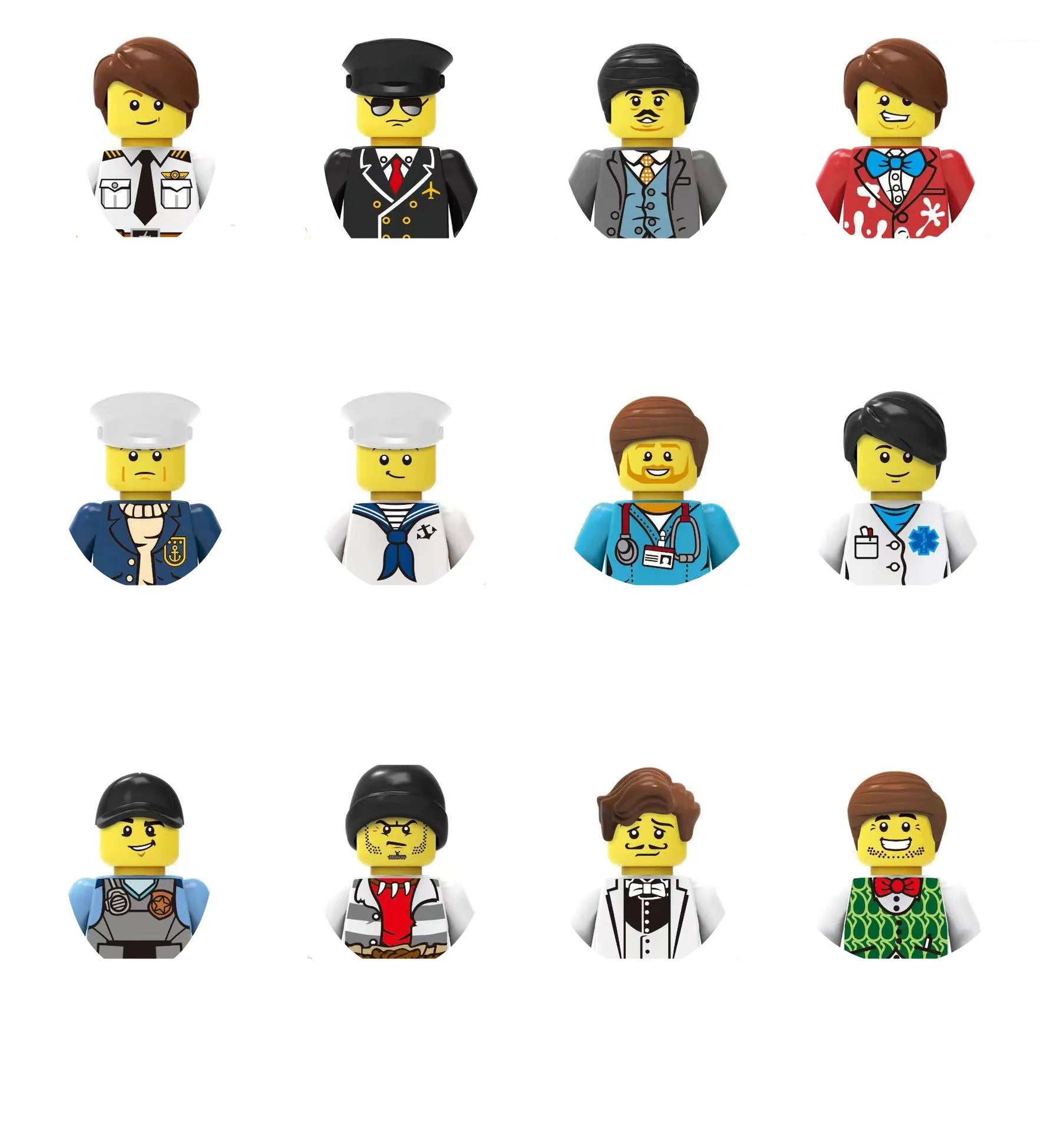building blocks action doll mini city figures toys girls soldiers policeman robot worker fireman farmer cook movie characters