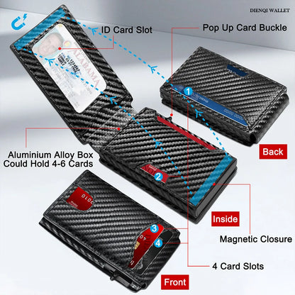Carbon Fiber Rfid Credit Card Holder Men Wallets Anti Theft Slim Thin Wallet Luxury Cardholder Minimalist Wallet Purse Walet Bag - Smarsty