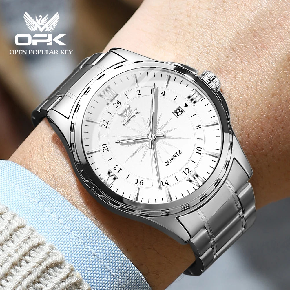 OPK Steel Belt Dual Calendar Men's Quartz Watch - Smarsty