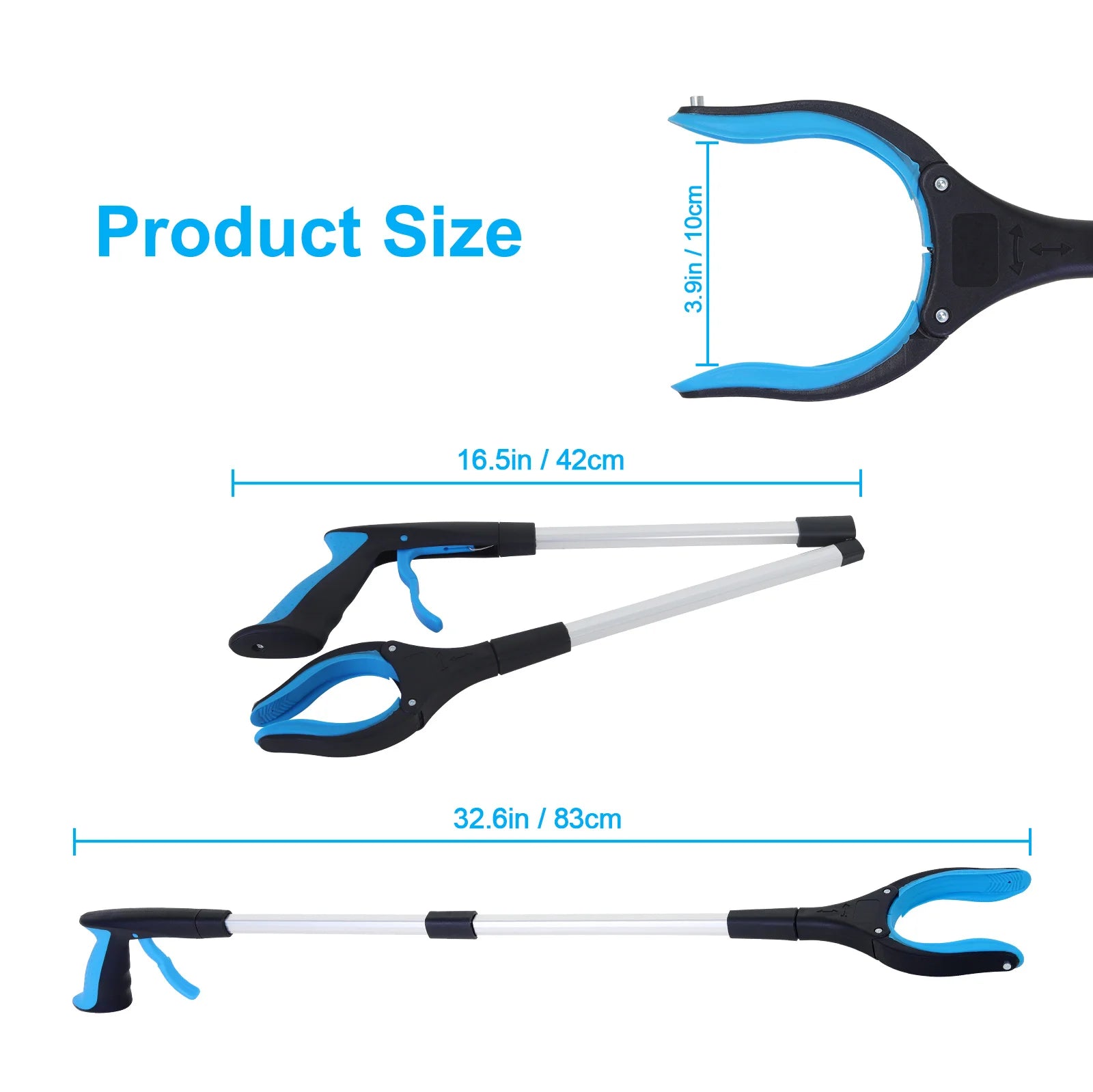 2-Pack Foldable Garbage Clip Litter Reachers Pickers Gripper Extender Hand Tools Environmental Sanitation Garbage Collector
