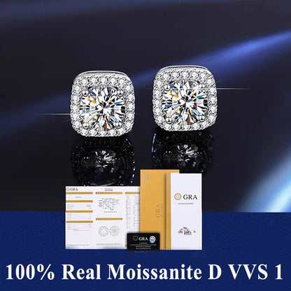 D VVS1 Moissanite Stud Earrings S925 Platinum Plating - Smarsty