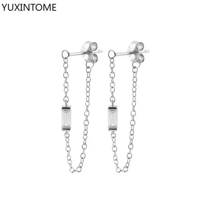 925 Sterling Silver Hoop Earrings White Crystal Luxury - Smarsty