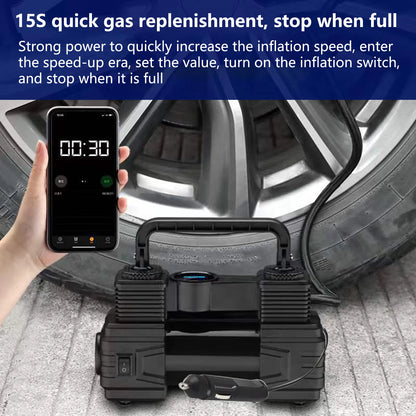 Automatic Digital Display Smart Preset Inflation Tire Inflator with LED Light 12V 150PSI Wire Auto Tire Inflator Pump