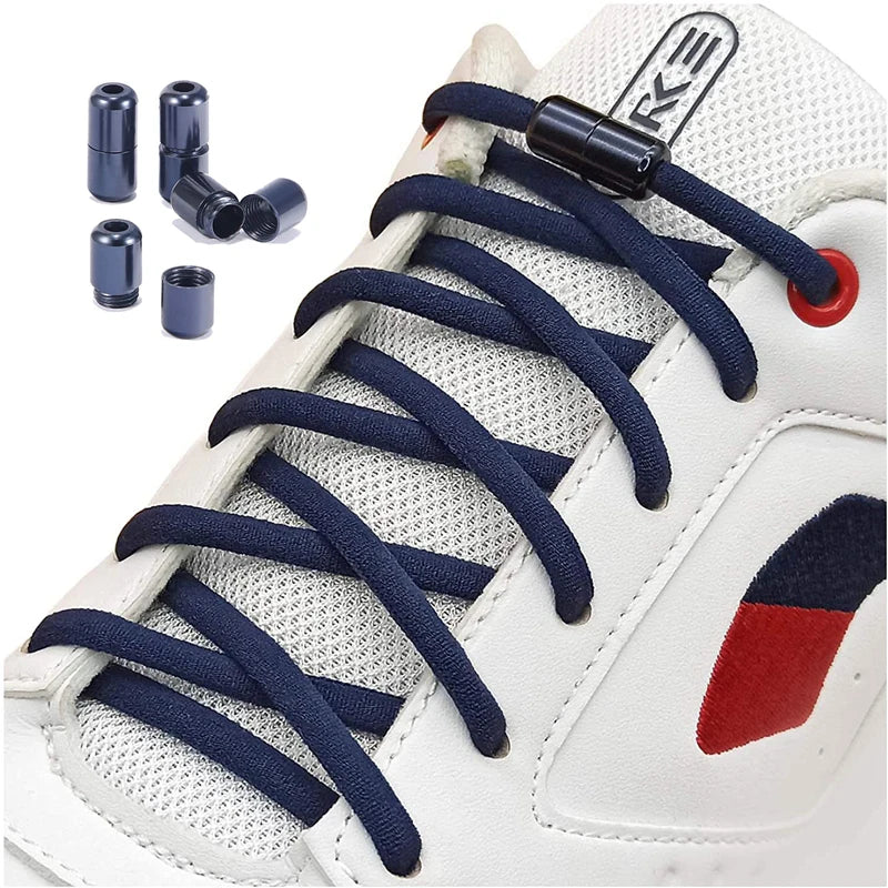 21 Colors No Tie Shoelaces Round Color Metal Lock Elastic Shoelace General For Children And Adults Sneakers Lazy Laces Unisex - Smarsty