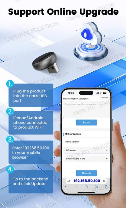 Mini Ultra 3 CarlinKit 5.0 Wireless Adapter Wireless CarPlay Android Auto For OEM Car Plug & Play WiFi Bluetooth Auto Connection