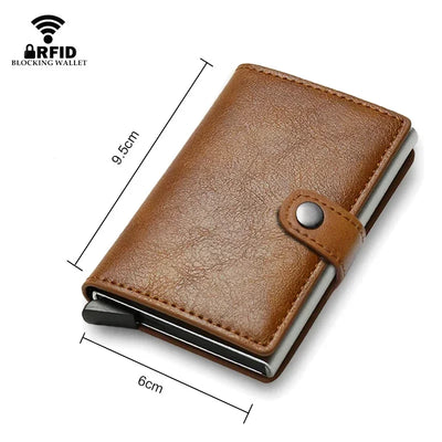 Carbon Fiber Credit Card Holder Wallet Men Rfid Smart Metal Thin Slim Pop Up Minimalist Wallet Small Black Purse Metal Vallet - Smarsty