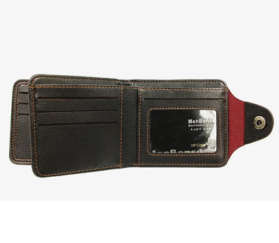Men Short Bifold Faux Leather Masculina Billetera Credit ID Card Holder Wallet Billfold Purse Clutch Solid Hombre Business Slim - Smarsty
