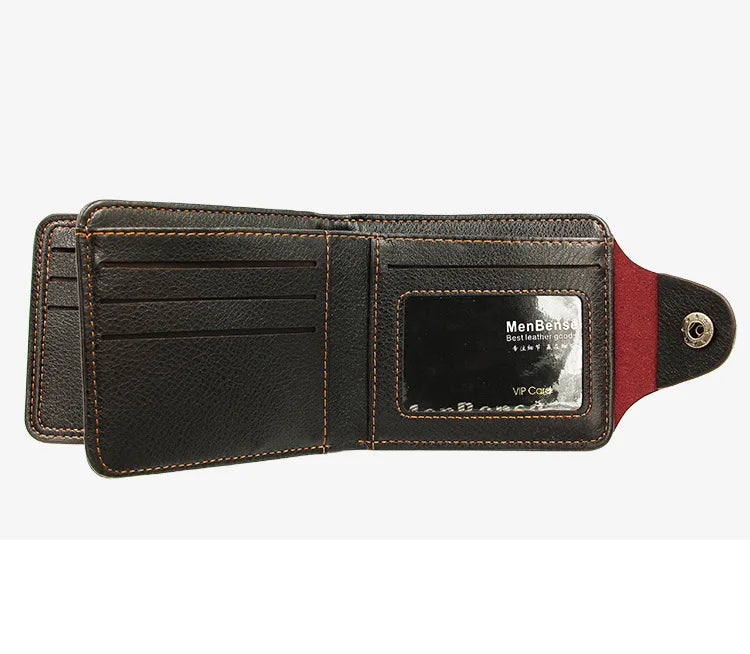 Men Short Bifold Faux Leather Masculina Billetera Credit ID Card Holder Wallet Billfold Purse Clutch Solid Hombre Business Slim - Smarsty