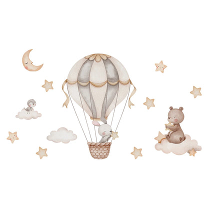 Cartoon Hot Air Balloon Animal Wall Stickers for Nursery - Smarsty
