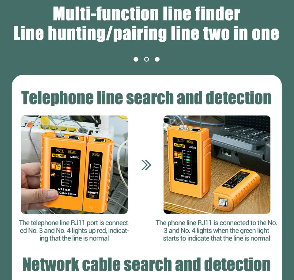 ANENG M469D Network Analyzer Tester for RJ45 and RJ11 - Smarsty