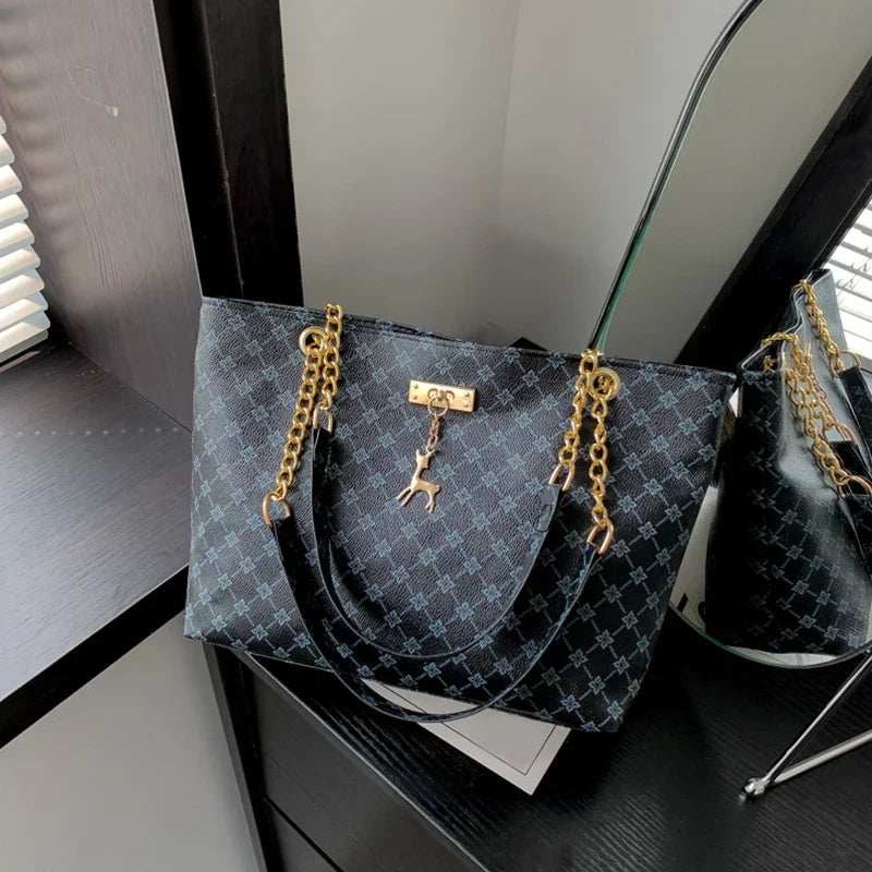 Soft Leather Tote Bag For Women With Hanging Accessories - Smarsty