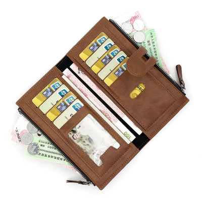 Fashionable New Women's Long Wallet, European and American Fashion Phone Bag, PU Leather Multi Card Carrying Bag - Smarsty